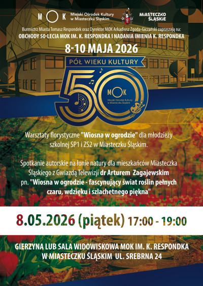 grafika do wpisu: 50-lecie MOK im. Krzysztofa Respondka w Miasteczku Śląskim