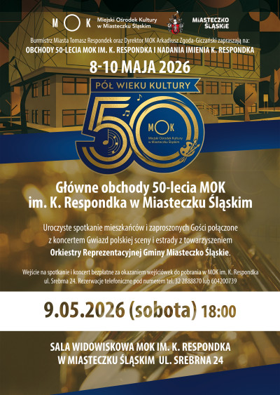 grafika do wpisu: 50-lecie MOK im. Krzysztofa Respondka w Miasteczku Śląskim