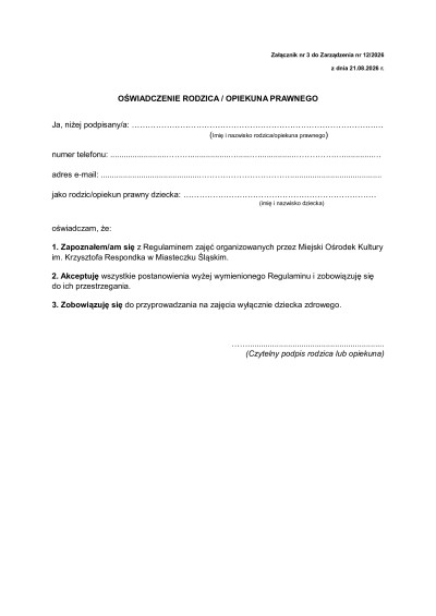 grafika do wpisu: OŚWIADCZENIE OPIEKUNA UCZESTNIKA ZAJĘĆ DYDAKTYCZNYCH
