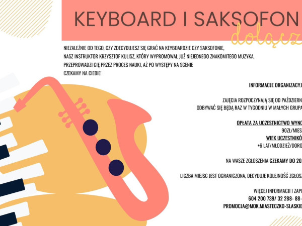 Nauka gry na keyboardzie i saksofonie - nabór