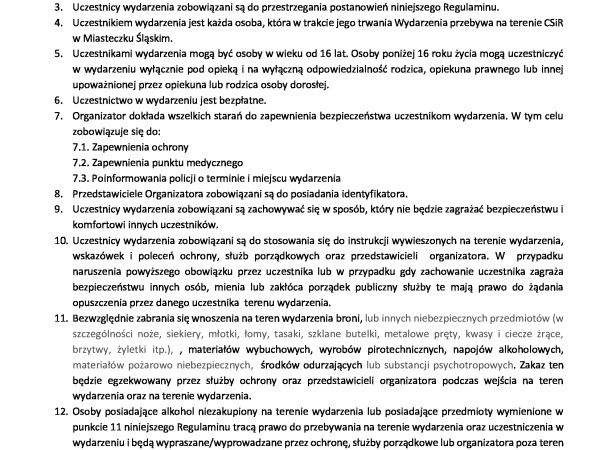 REGULAMIN ŚWIĘTA MIASTA MIASTECZKO ŚLĄSKIE
