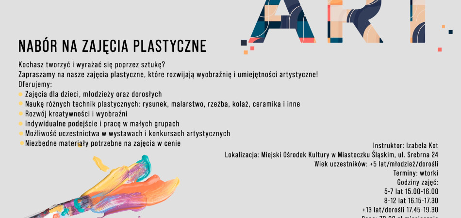 grafika dla wpisu: Nabory do kółka plastycznego Srebrna Art